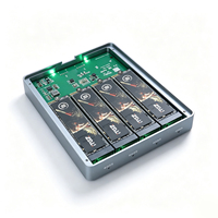 Boîtier de disque dur SSD NVMe M.2 4 baies 10 Gbps en aluminium RTL9210 avec double ventilateurs silencieux et design personnalisé