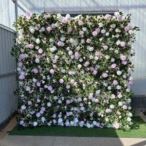 Mur de fleurs artificielles en gros GJ-WA957, toile de fond 8ft x 8ft, mur d'art floral, mur de fleurs forestières pour décoration de mariage - Product Image 1