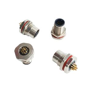 Connecteur d'alimentation à bride mâle/femelle 12 broches/12 cœurs, série M12, boîtier en acier inoxydable étanche IP67, contact en cuivre - Product Image 1