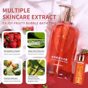 <span class=keywords><strong>Gel</strong></span> <span class=keywords><strong>Douche</strong></span> Exfoliant à la Fraise en Gros, Lissant, avec Granules de Fruits Naturels, Marque Privée OEM 500ml, Logo Personnalisé - Product Image 5