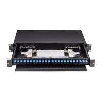 Boîtier de terminaison coulissant 24 fibres 1U pour montage en rack, personnalisable, avec connecteurs FC APC UPC, pour réseaux FTTH FTTX