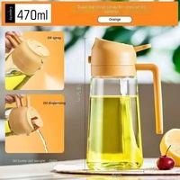 Distributeur d'huile de cuisson pour cuisine et barbecue, double usage, design moderne en verre, 470 ml, couvercle durable, logo personnalisé, vente directe d'usine