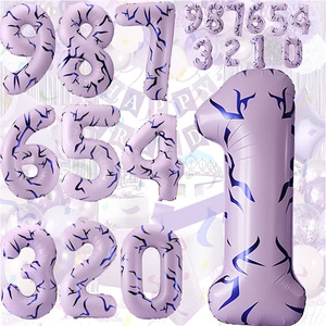 Ballon Chiffre Géant de 40 Pouces avec Motif Tatouage Thème, Ballons en Aluminium Lavande pour Fête, Anniversaire, Fournitures de Célébration - Product Image 2