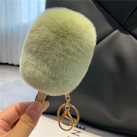 Porte-clés créatifs en pompon, jouet pour enfants, boule de pompon, porte-clés en forme de crème glacée, jouet en peluche mignon en fourrure de lapin Rex, porte-clés crème glacée