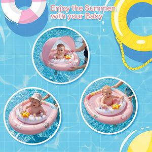 Bouée de piscine pour bébé licorne rose avec protection solaire UPF 50, anneau de natation pour nourrisson, double chambre à air, siège de sécurité pour tout-petit, jouet aquatique d'été - Product Image 6