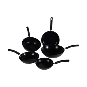 Ensemble <span class=keywords><strong>de</strong></span> poêles à frire et woks multi-tailles en acier au carbone nitridé, résistant à la rouille, avec revêtement céramique, compatibles induction - Product Image 6