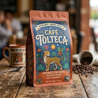 Sacs à café personnalisés imprimés, 1000 pièces, thermosoudés, à fond plat, à huit soudures latérales, avec fermeture éclair refermable