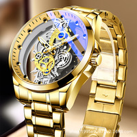Reloj mecánico automático para hombre, pulsera de cuarzo de acero transparente, resistente al agua, envío directo