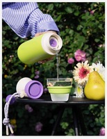 Bouteille d'eau isotherme en acier inoxydable 316 sans BPA, 520 ml, avec couvercle à bec verseur et paille, corde en silicone, pour sport, camping, gym, école