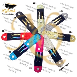 Hot Sale Flower 2- Piece Plasma Gold <b>Rainbow</b> Eyelash Extension Tweezers Pouch From NQLASH Tweezers - Product Image 4