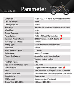 Surron Ultra Wheelie 2026 Todoterreno para Adultos, Alta Velocidad, 24.5kw, Nuevo Sutton Negro 24.5kw, Surron Ultra Bee 3c Todoterreno 2026 - Product Image 4