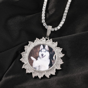 Custom Memorial Picture Brass Zircon Round Angle Flame <strong>Medallions</strong> Pendants Gold Plated <strong>Necklace</strong> Gift for <strong>Best</strong> Friend Girl - Product Image 3