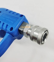 Pistolet de lavage haute pression SS 4000 PSI pour voiture, lance de pulvérisation, buse de nettoyage puissant, en acier inoxydable bleu, outil court