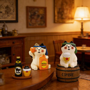 Statuetta da Scrivania Mini Gatto in Stile Giapponese, Decorazione Artigianale Dipinta a Mano, Regalo per Barman, Arredamento Zakka - Product Image 2