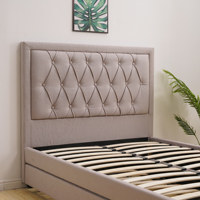 Frap — meuble de chambre à coucher, cadre de lit matelassé en tissu, avec caddie pliable sur le fond, taille Queen/King