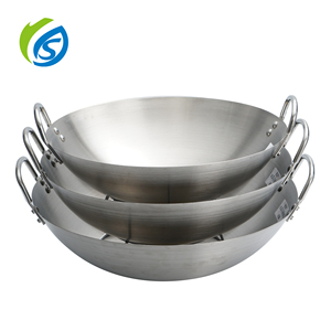 Jiashida <span class=keywords><strong>Wok</strong></span> chinois de haute qualité grand 32/34/34/36/43/46/50cm Double oreille <span class=keywords><strong>Wok</strong></span> <span class=keywords><strong>en</strong></span> <span class=keywords><strong>acier</strong></span> <span class=keywords><strong>inoxydable</strong></span> ustensiles de cuisine <span class=keywords><strong>Wok</strong></span> - Product Image 1