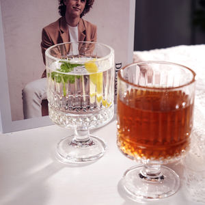 Vasos transparentes exquisitos modernos, tallo de cristal, diseño creativo de corte intrincado, estilo Vintage para cócteles de vino para fiestas - Product Image 4