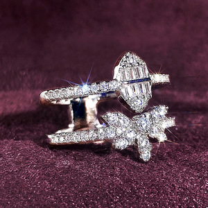 Anello a doppio strato Sweet Marquise per donna, elegante gioiello da dito alla moda - Product Image 5