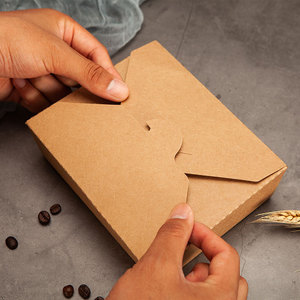 Caja de Embalaje Desechable para Comida Rápida para Llevar, 26oz, Papel Kraft de Grado Alimenticio, Reciclable, con Relieve, para <span class=keywords><strong>Sushi</strong></span> y Fideos - Product Image 4