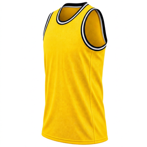 Maillot de basket-ball jaune personnalisé, impression sublimée du nom de l'équipe, maille respirante, sans manches, unisexe, adulte, coupe régulière - Product Image 2
