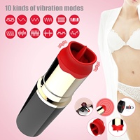 Vibrador con Forma de Lápiz Labial, Vibrador de Punto G con 10 Modos de Vibración, Juguete Sexual con Simulación de Lengua para una Estimulación Precisa