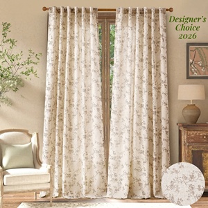 Rideaux imprimés floraux JINCHAN Artisan <span class=keywords><strong>Charlotte</strong></span>, draperies en lin style ferme vintage, fabrication personnalisable et neutre en carbone - Product Image 1