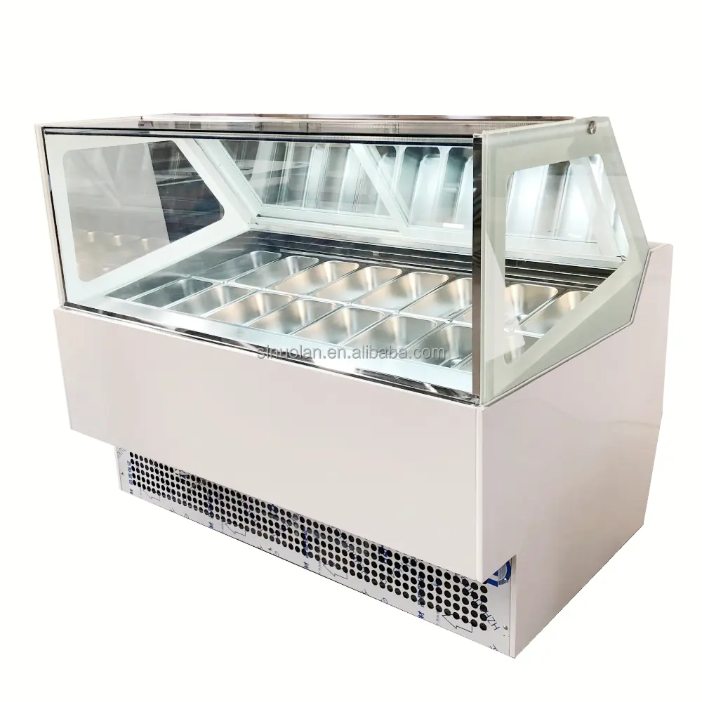 Dondurma vitrin gelato vitrin 12 tavalar mini dondurma buzdolabı ekran dondurucu