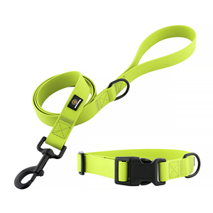 Conjunto de <span class=keywords><strong>Collar</strong></span> y correa para perro, impermeable, de <span class=keywords><strong>PVC</strong></span>, Correa con hebilla de liberación rápida y gancho de aleación de Zinc, OEM/ODM - Product Image 3