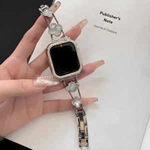 Bracelet de montre en métal Upro Four Clover avec diamants pour Apple Watch 8/SE/7/6/5/4/3/2/1, bracelet de montre en métal tendance pour femmes - Product Image 6