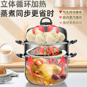 Stainless Steel <b>Steamer</b> Multi Layer Thickened Large Capacity Fish <b>Steamer</b> Cooking Pot With Lid For Kitchen Use - Product Image 4