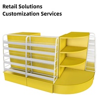Comptoir de caisse de supermarché moderne en métal/bois, design modulaire personnalisé, table de présentation pour magasin de détail