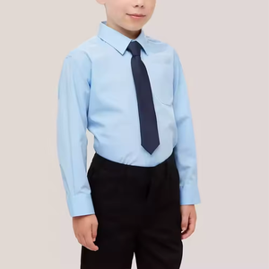 Camisa Escolar de Algodón Oxford Azul Claro para Niños, Manga Larga, Uniforme Escolar Primario, Nueva Tendencia, Alta Calidad, Precio Bajo - Product Image 3
