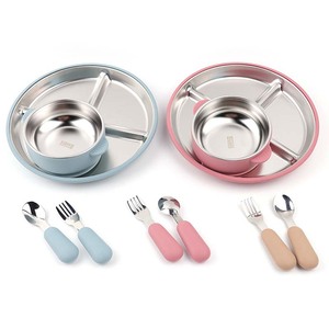 Assiette bébé en acier inoxydable 304, lot de 4 pièces, avec ventouse amovible, manchon en silicone, design compartimenté, <span class=keywords><strong>vaisselle</strong></span> pour tout-petits - Product Image 1