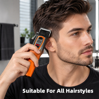 Station de recharge pour tondeuses à cheveux Barber 2500mAh 5W 200 min 8 peignes Écran LED USB Type C Sans fil pour hommes Salon Usage domestique