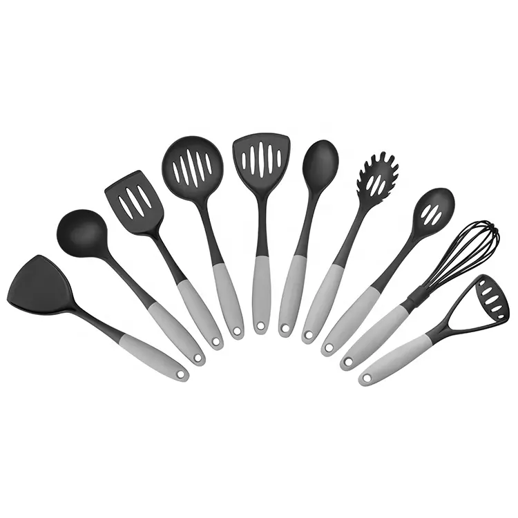 Ustensile de cuisine en Nylon, poignée grise, accessoires de cuisine ménagers 10 pièces