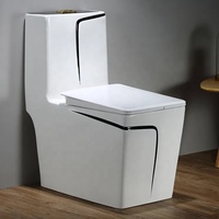 Toilette de luxe au sol WC en céramique or blanc Toilette de couleur Toilette allongée