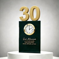 Plaque de récompense personnalisée pour employés avec horloge numérotée 5, 10, 25 ans de service, trophée en cristal pour anniversaire de départ à la retraite