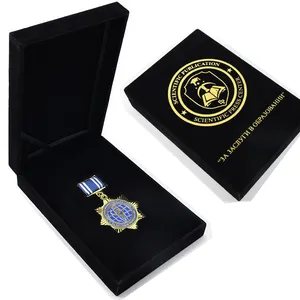 制造商定制金属安全徽章奖章荣誉公民徽章，带天鹅绒盒