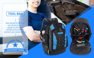 <b>Heavy</b> <b>Duty</b> Blue Tool <b>Backpack</b> with Multiple Compartments Waterproof Electrician Tool Bag for Outdoor Work & Construction Use - Product Image 6