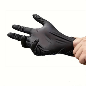 Guantes de Nitrilo Negros sin Látex con Logotipo Personalizado, 5mil 4mil, Resistentes, para Uso Industrial y de Cocina, Texturizados en los Dedos, Antideslizantes, de Seguridad - Product Image 3