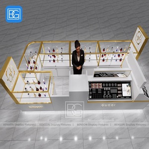 Espositore personalizzato in acciaio inossidabile con rifiniture in oro vetro da banco con chiusura a chiave per dispositivi di fragranza per la vendita al dettaglio Interior Design - Product Image 5