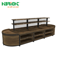 Présentoir en bois robuste Highbright HBE-VR à 4 étagères, simple face, avec logo personnalisé pour fruits et légumes, usage en supermarché