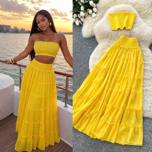 High Quality Women's 2 Piece Set V-neck Asymmetric Solid Color Woven Top And High Waist <b>Pants</b> Casual <b>Summer</b> Wear Loose Fit Crepe - Product Image 6