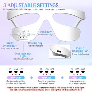 <span class=keywords><strong>Appareil</strong></span> de massage oculaire à luminothérapie avec fonction <span class=keywords><strong>pulsée</strong></span>/chauffante pour éliminer les <span class=keywords><strong>rides</strong></span> et lifter les yeux, idéal pour les poches, la fatigue et les cernes - Product Image 4