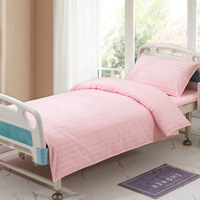 Ensemble de linge de lit d'hôpital pliable écologique style simple en polyester/coton tissé – Drap-housse, housse de couette et taie d'oreiller (3 pièces)
