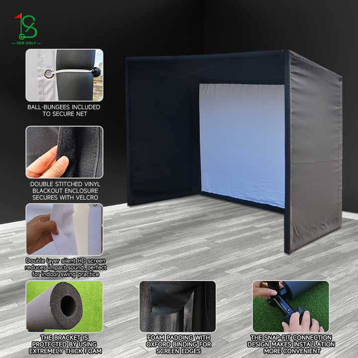 Golf Simulator Enclosure with HD Impact Screen - 10x8ft