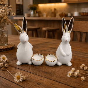 Porcellana di <span class=keywords><strong>ceramica</strong></span> mini coniglio supporto di candela per la decorazione di pasqua - Product Image 4