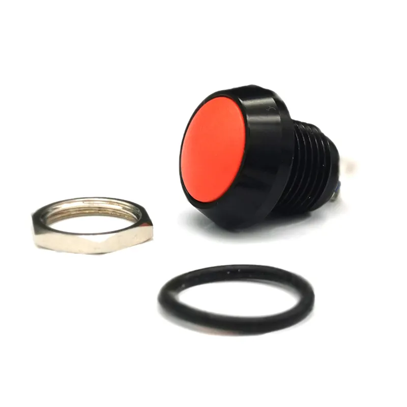 Waterdichte Black Metal Mini Metal Momentary Drukknop 12Mm