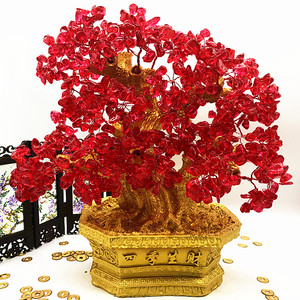 Đồ trang trí phong thủy nhiều màu sắc, kích thước lớn, đá pha lê xanh tự nhiên nguyên chất, cây tài lộc - Product Image 6