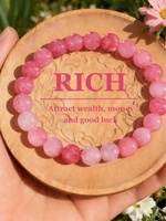 Bracelet en perles de pierre naturelle - Design en cordon élastique rose et violet, attire la richesse et la prospérité, cadeau de bijoux exquis pour tous les jours